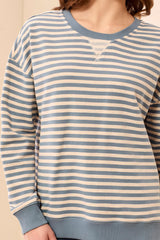 Striped Crewneck | Blue Fog