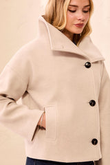 Lofty Chic Funnel Neck Coat | Antique White