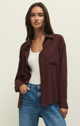 Alfie Button Up | Chocolate Cherry