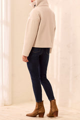 Lofty Chic Funnel Neck Coat | Antique White