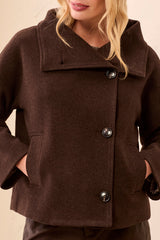 Lofty Chic Funnel Neck Coat | Saddle Brown