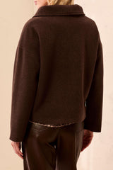 Lofty Chic Funnel Neck Coat | Saddle Brown