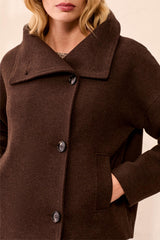 Lofty Chic Funnel Neck Coat | Saddle Brown