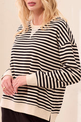 Striped Crewneck | Black