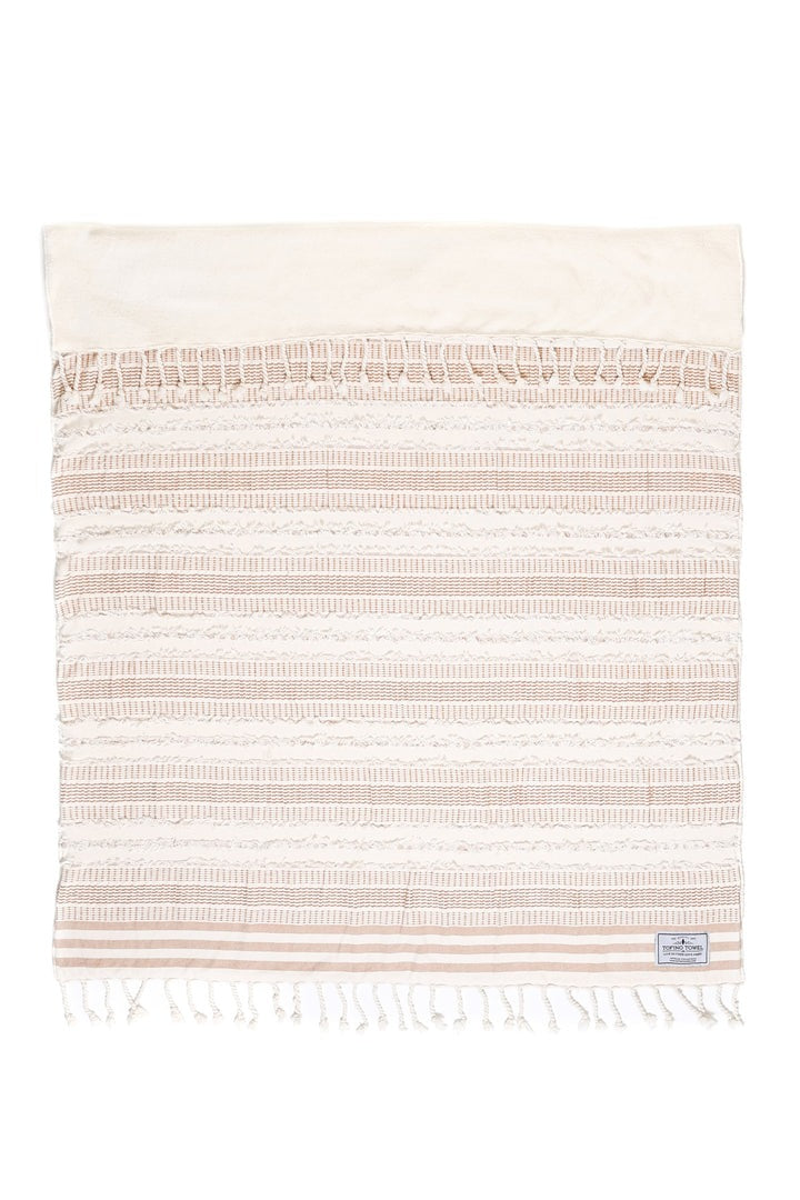 The Ophelia Fleece Throw | Camel Stripe