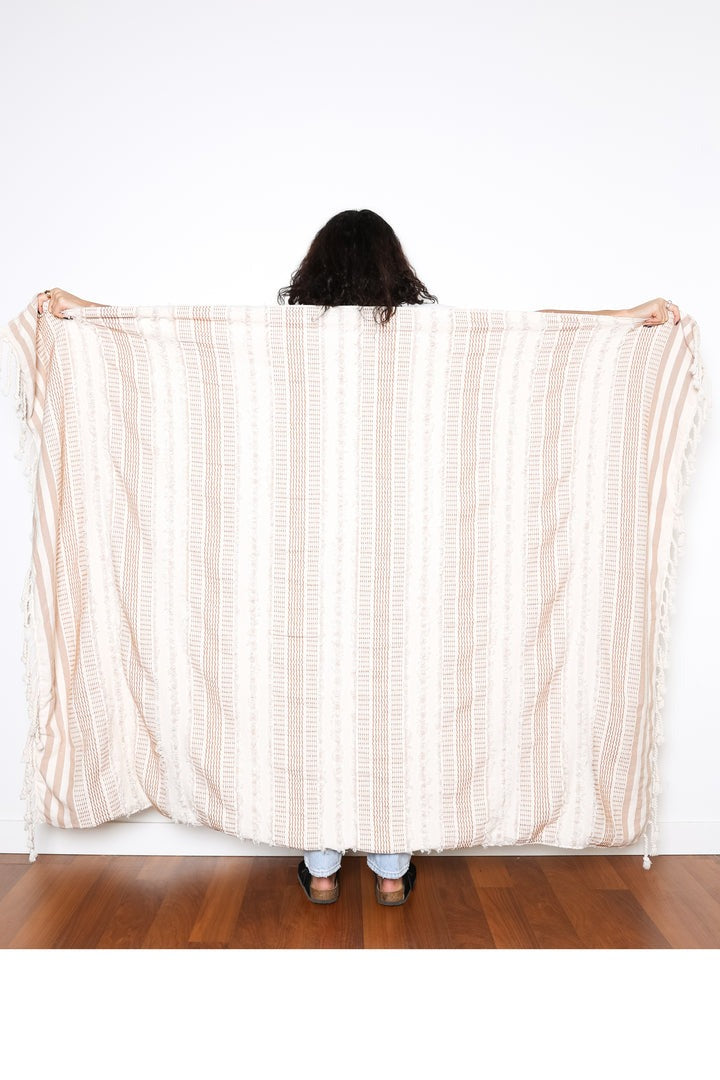 The Ophelia Fleece Throw | Camel Stripe