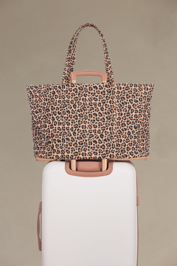 Quilted Expandable Tote | Leopard