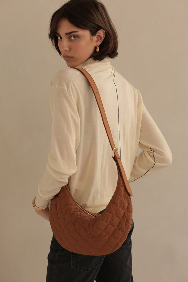 Quilted Slouchy Crossbody | Walnut