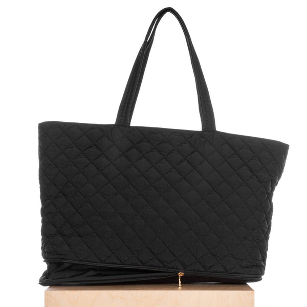 Quilted Expandable Tote | Black