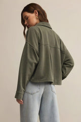 All Day Cropped Knit Jacket | Hunter Green