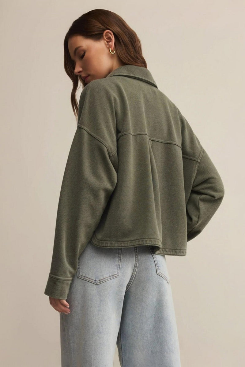 All Day Cropped Knit Jacket | Hunter Green