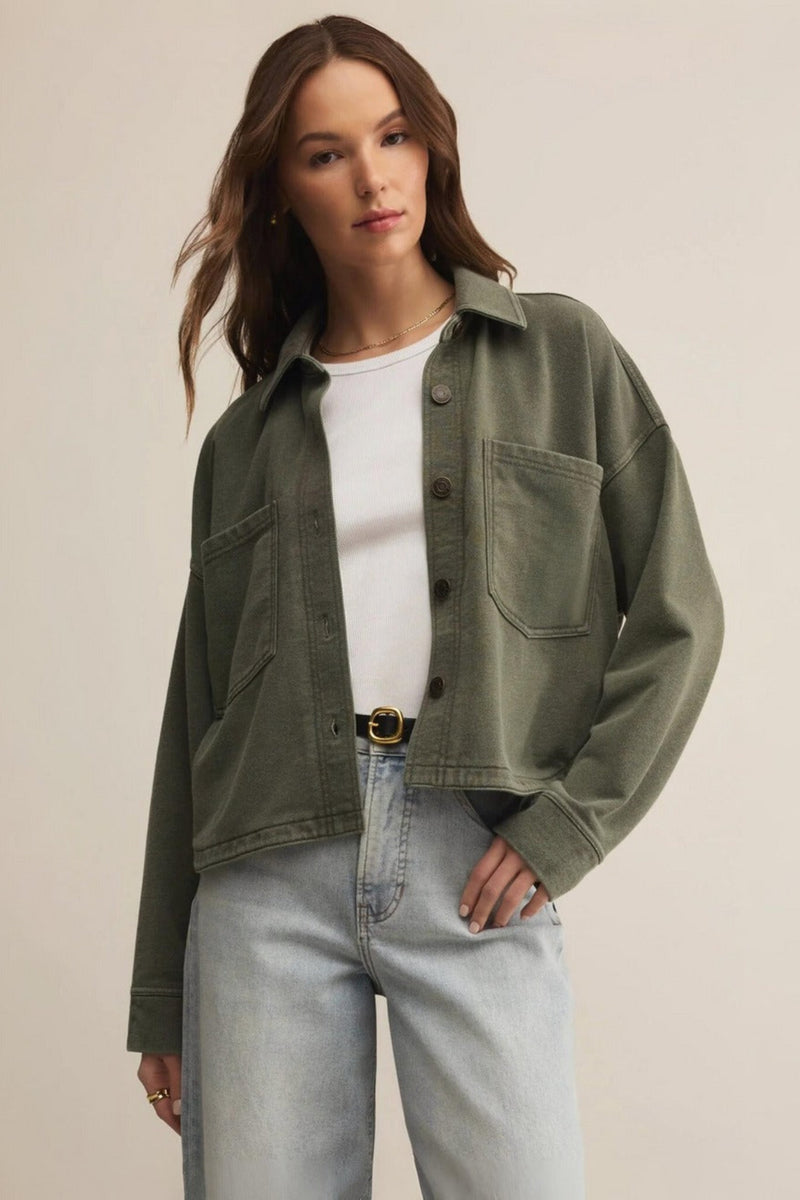 All Day Cropped Knit Jacket | Hunter Green