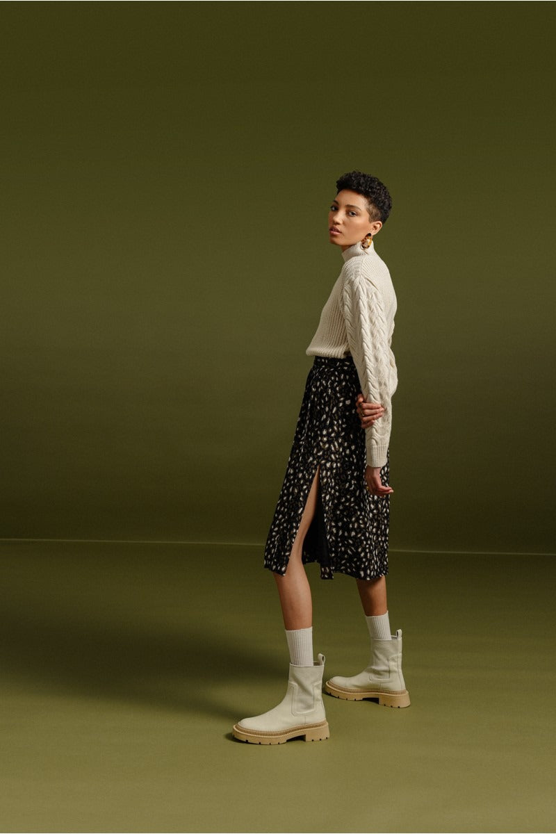 Liza Midi Skirt | Black Leopard - FINAL SALE