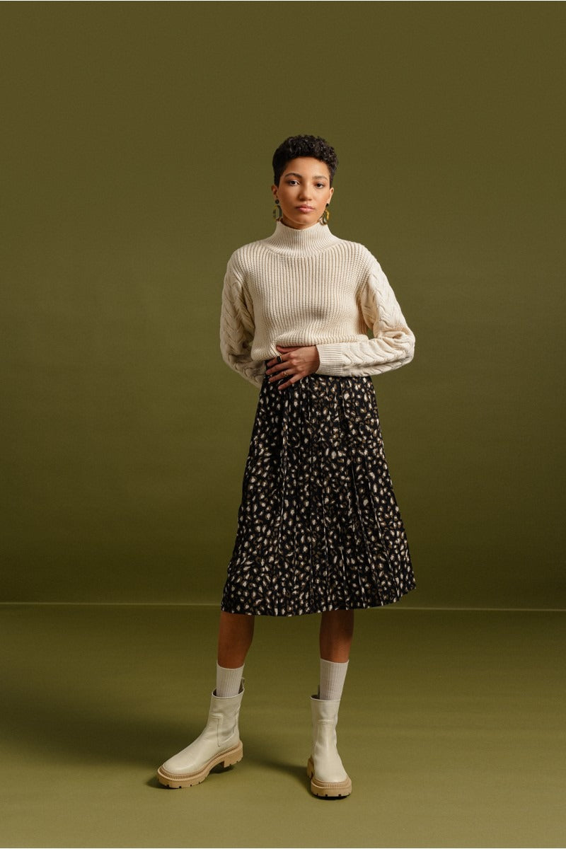 Liza Midi Skirt | Black Leopard - FINAL SALE