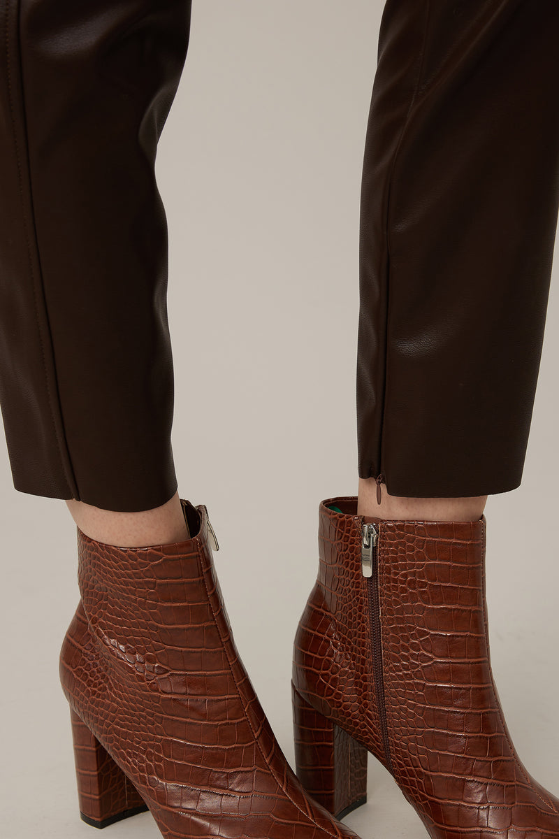 Vegan Leather Skinny Leg Pant | Chocolate - FINAL SALE