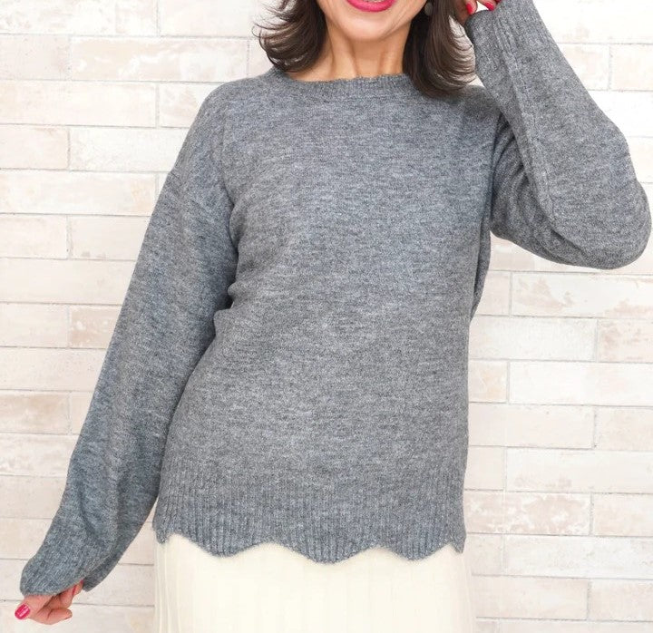 Scallop Sweater | Charcoal - FINAL SALE