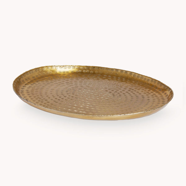 Hammered Oval Tray | Gold