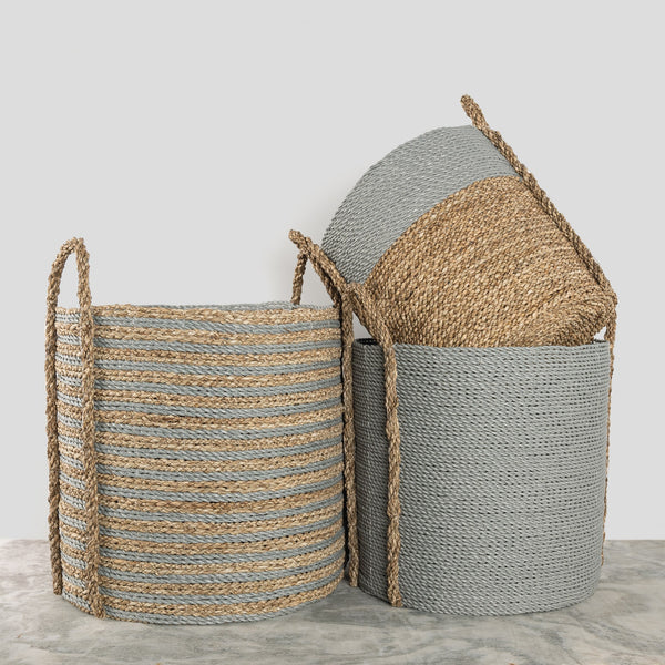 Rattan Laundry Baskets - Grey