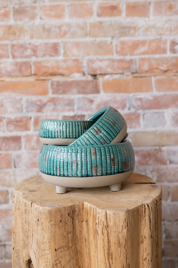Teal 2 Tone Planter | Small