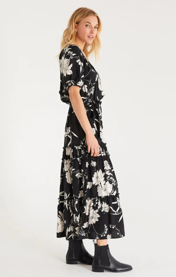 Leah Floral Maxi Dress | Black