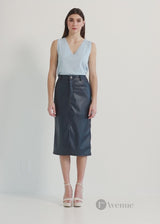 Maeve Vegan Leather Skirt | Navy - FINAL SALE