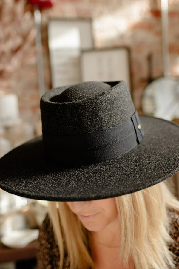Wide Ribbon Band Panama Hat | Heather Black - FINAL SALE