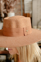 Wide Ribbon Band Panama Hat | Heather Golden Camel