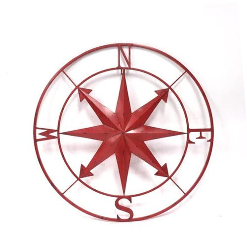 Red Metal Compass Wall Art {Pick Up Only}